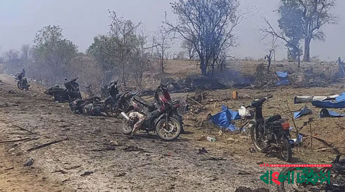 মিয়ানমারে সেনাবাহিনীর বিমান হামলা, নিহত বেড়ে ১০০